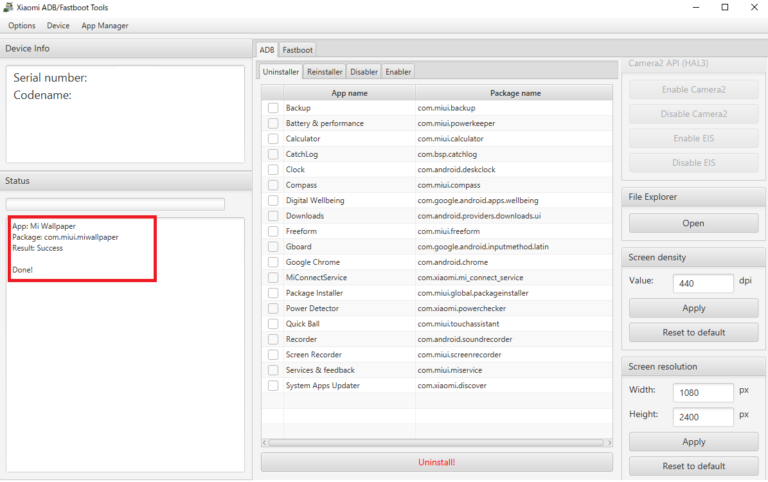 Xiaomi adb fastboot tools удаление приложений