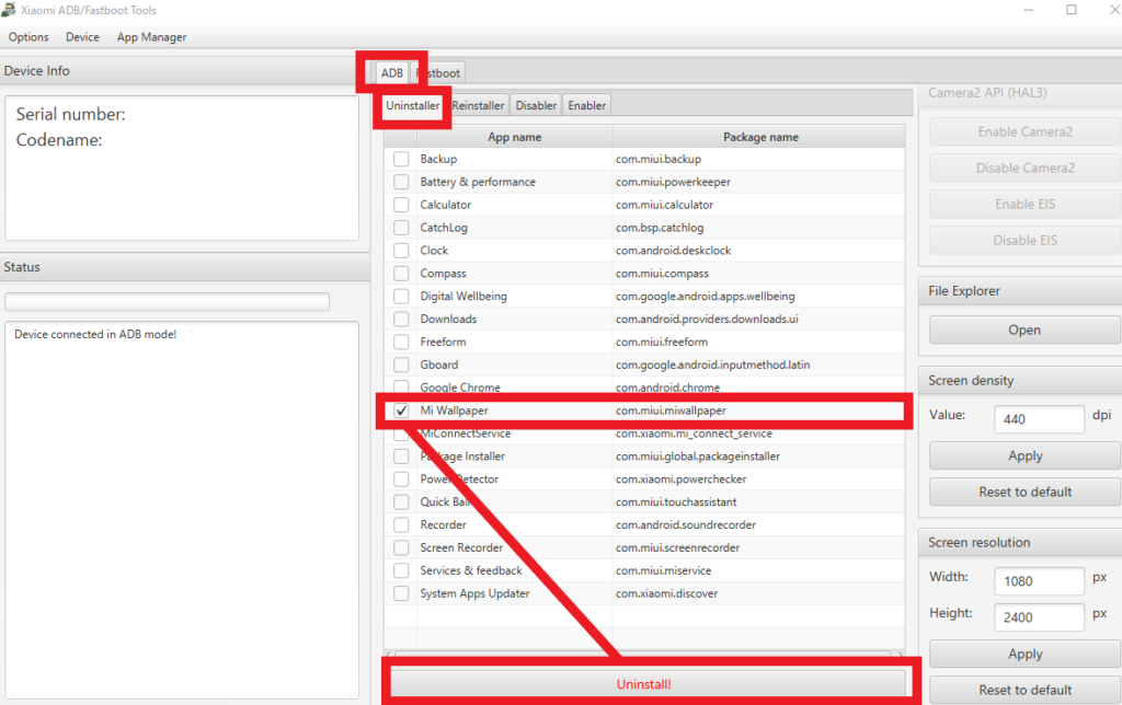 Xiaomi adb fastboot tools удаление приложений